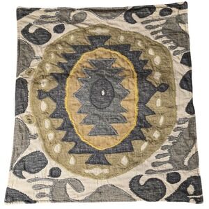 Pottery Barn Chiara Ikat Gray Crewel Embroidered Pillow Sham Set 20 x 20